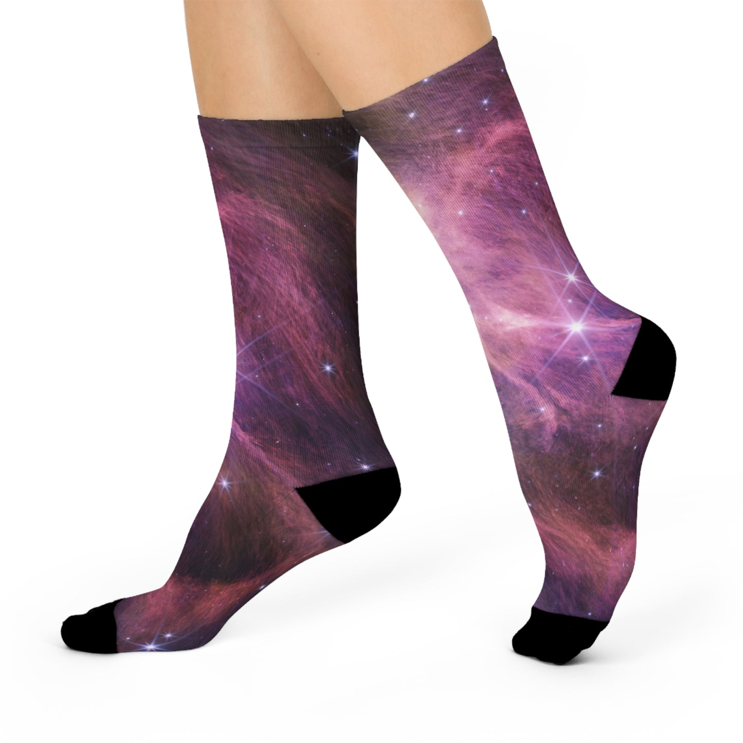 Galaxy-Themed Cushioned Crew Socks | Cozy Space Socks | Unique Gift for Astronomers | Soft Snoozing Socks | Trendy Everyday Wear