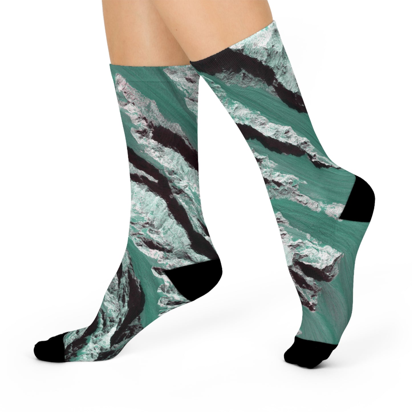 Cushioned Crew Socks | Mars Green Ridges
