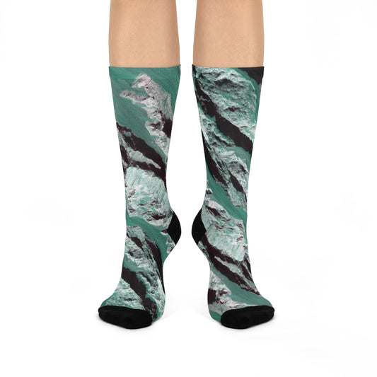 Cushioned Crew Socks | Mars Green Ridges